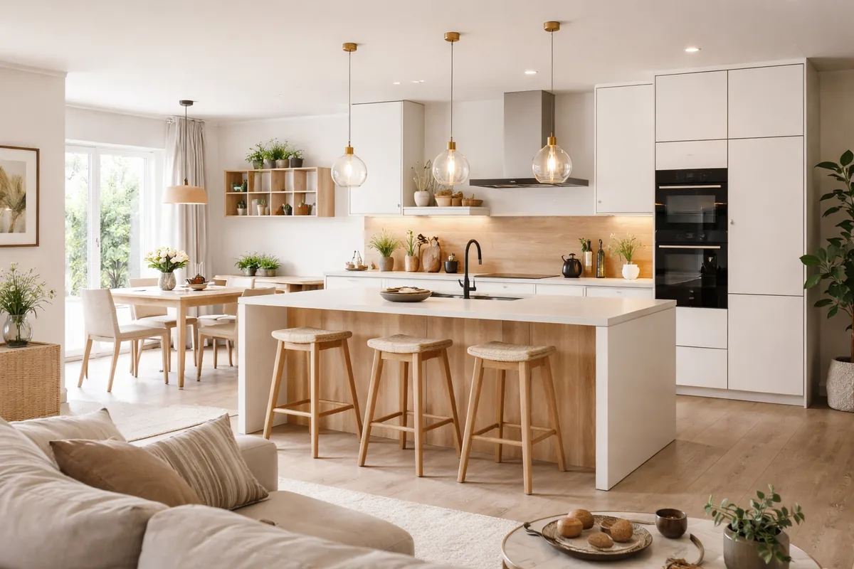 Comment aménager une cuisine ouverte de 20 m²